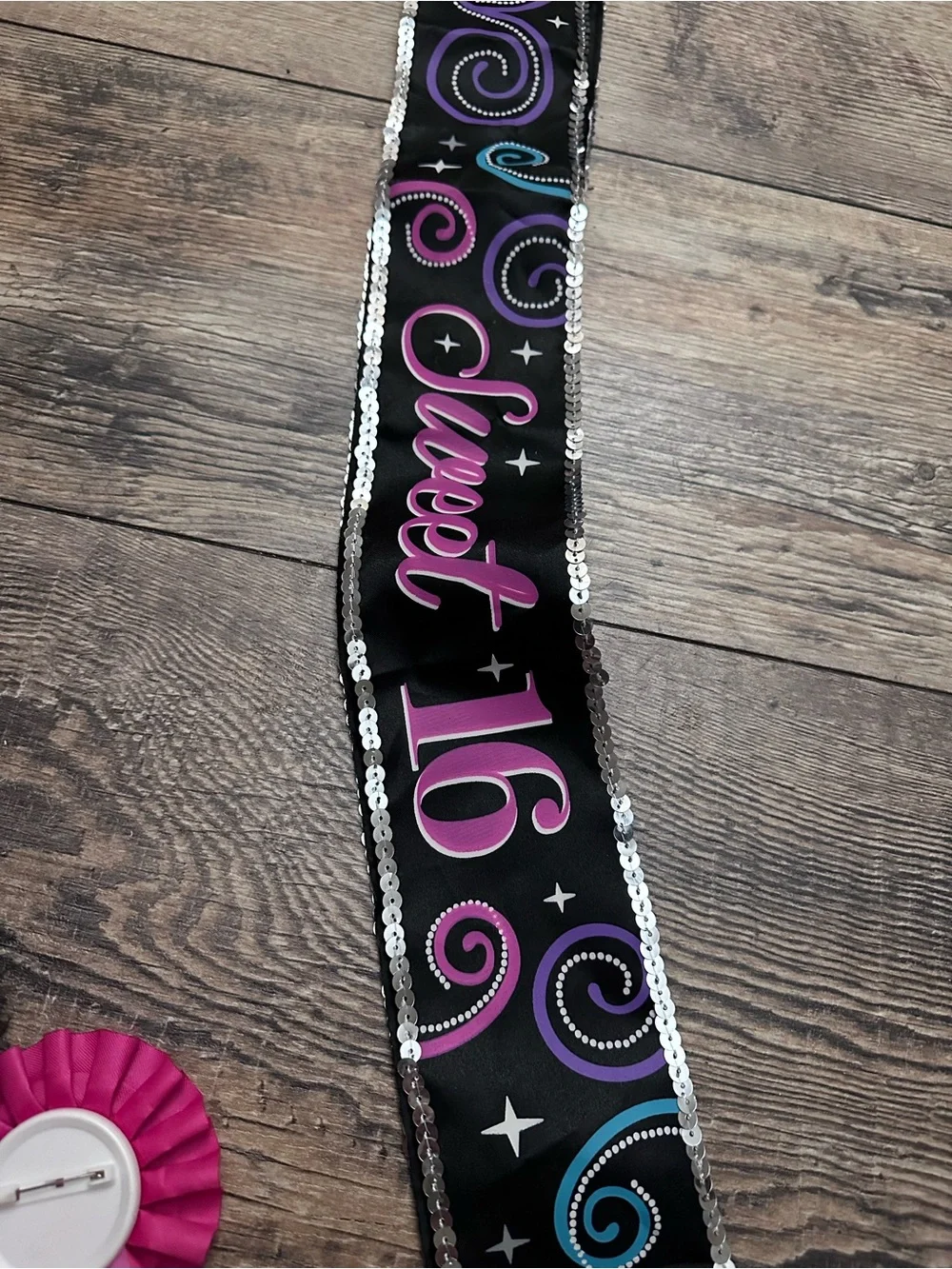 Sweet 16 Celebration Sash , Tiera, Pin and Feather Boa Set - Pink